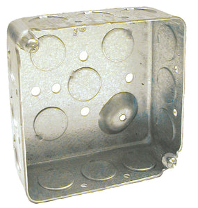 Hubbell-Raco 190 4" Square Box, Drawn, Metallic, 1-1/2" Deep Hubbell-Raco 190