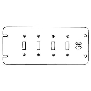 Steel City 4-GCS 4-11/16" Gang Box Device Cover, 4-Gang, Type: Toggle Switch, Steel Steel City 4-GCS