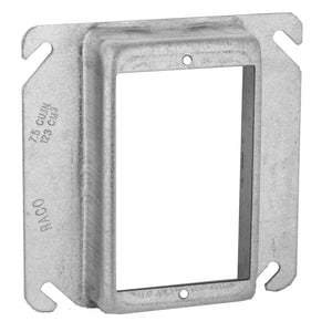 Hubbell-Raco 774 4" Square Cover, 1-Device, Mud Ring, 1" Raised, Drawn, Metallic Hubbell-Raco 774