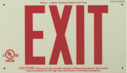 Brady 87807B Exit Sign, Glow, Frameless Brady 87807B