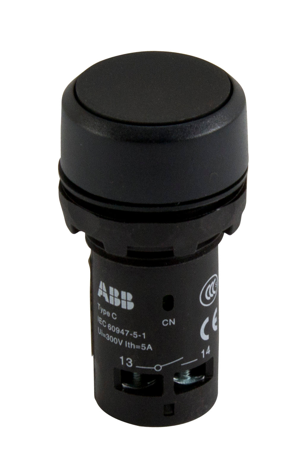 ABB CP1-10B-20 22mm Assembled Pushbutton, Flush, Black, Compact ABB CP1-10B-20