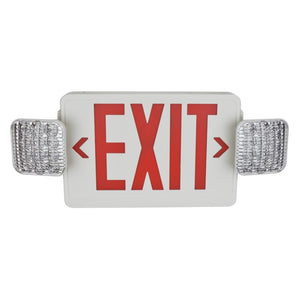 TCP LED20784 Combo Exit Sign/Emergency Light, LED, 2-Head, Red Letters TCP LED20784